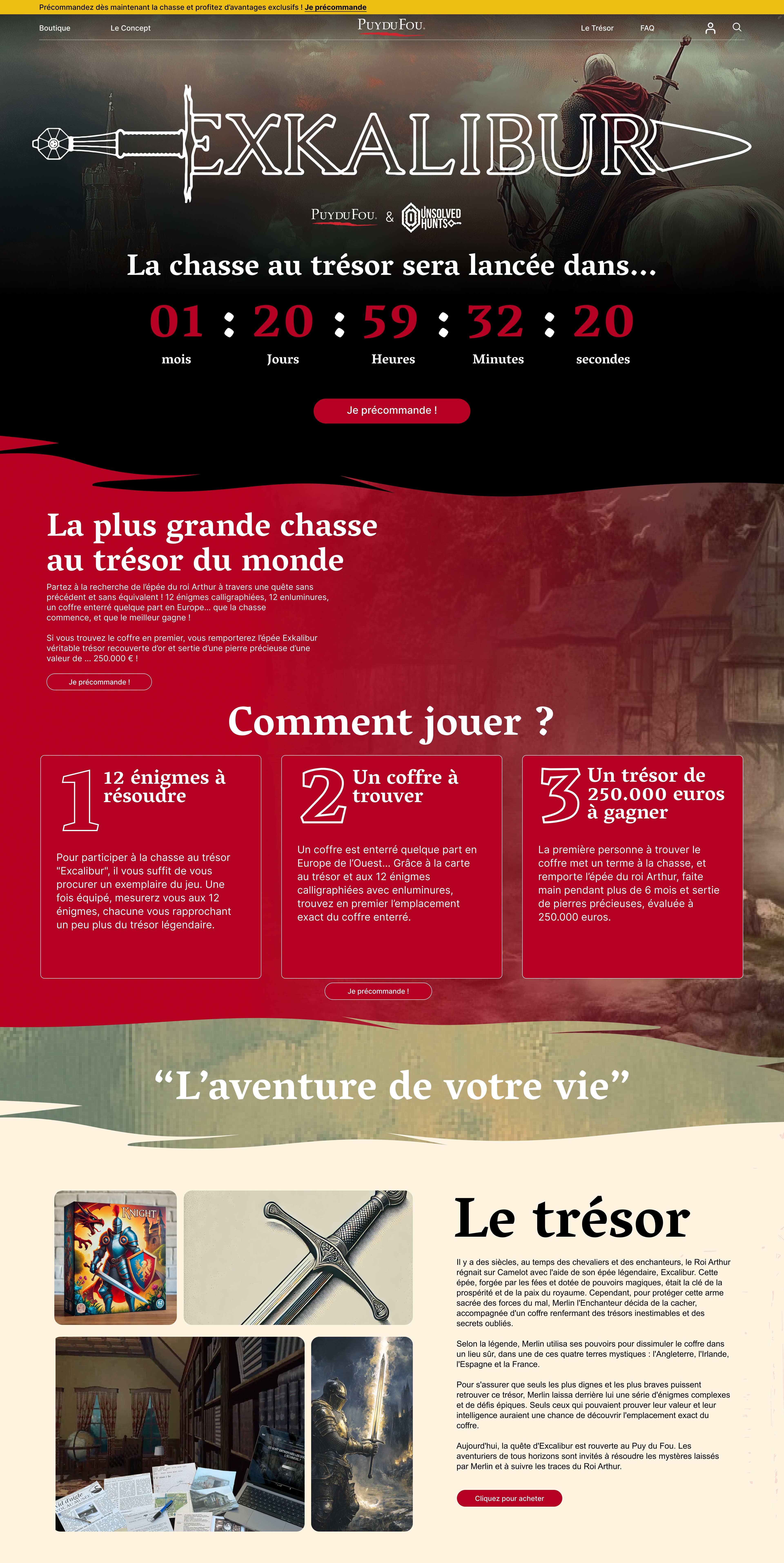 Homepage Shopify de Puy Du Fou