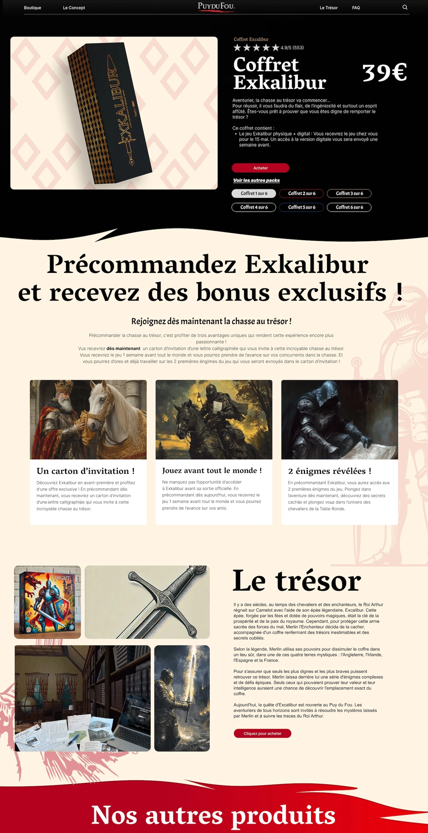 Product page Shopify de Puy Du Fou